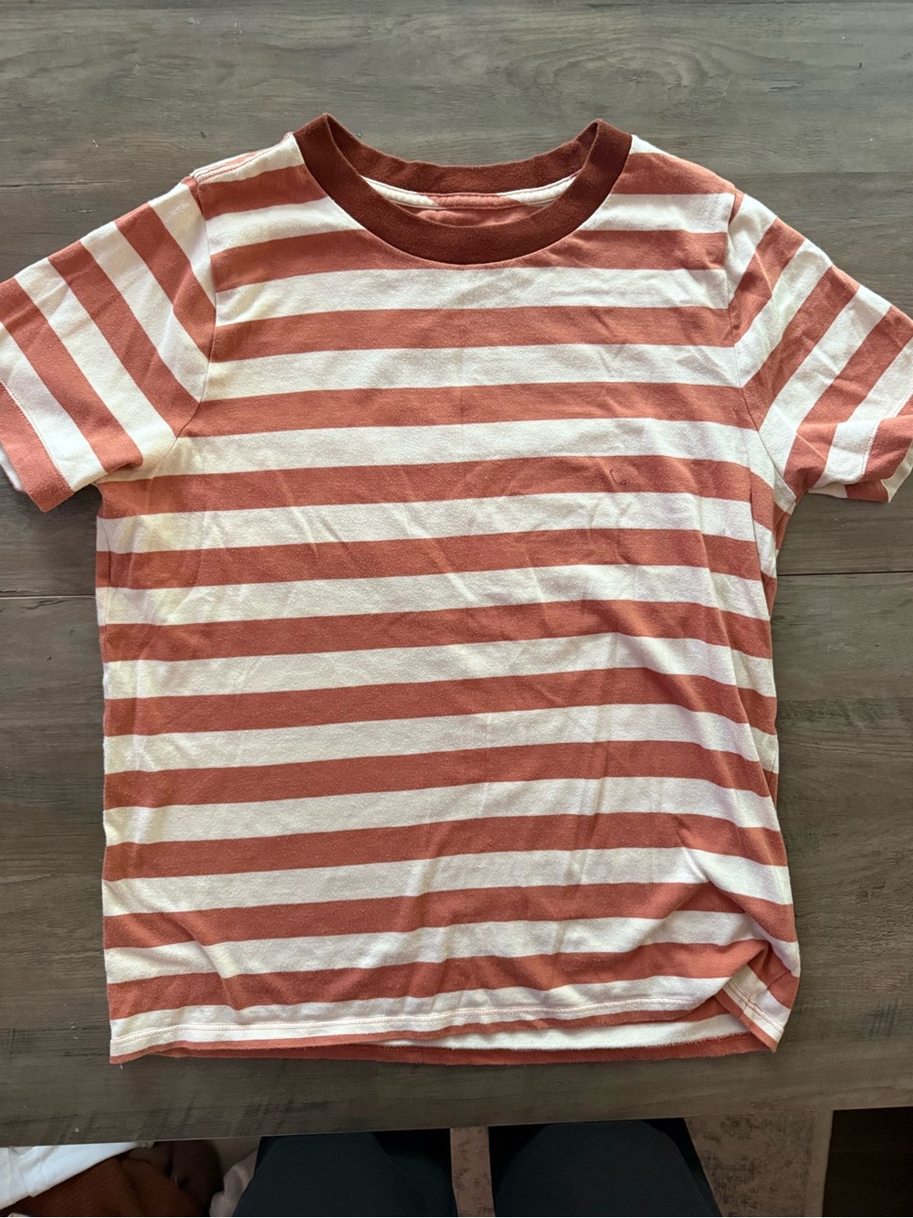 Madewell Rust and White Striped Short-Sleeve Tee